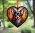Chihuahua Black Stained Glass Effect Heart Suncatcher